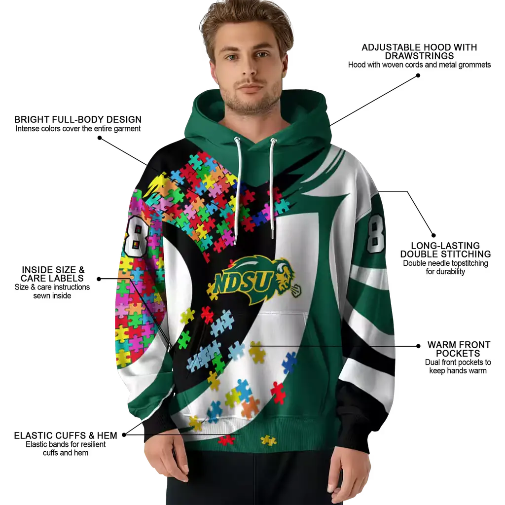 customized north dakota state bison puzzle pieces green hoodie latest model customized north dakota state bison puzzle pieces green hoodie latest model