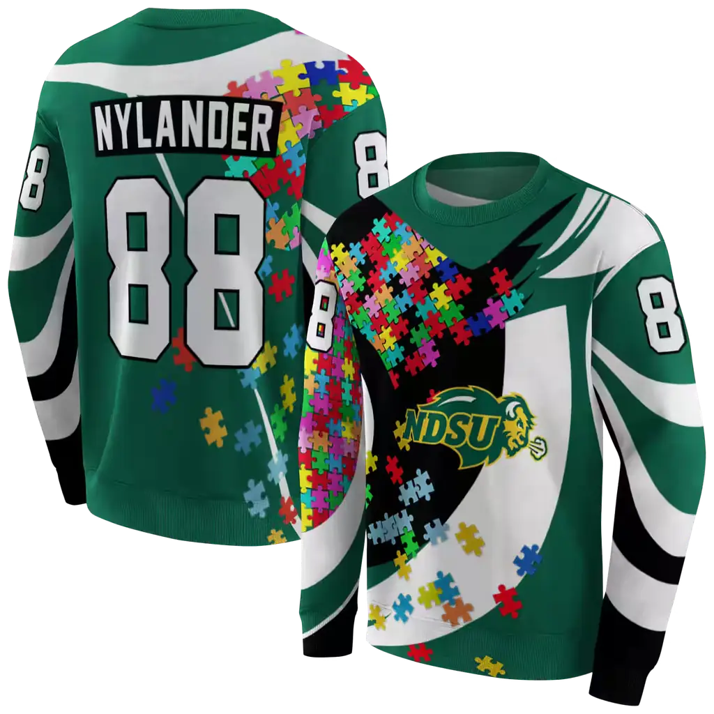 customized north dakota state bison puzzle pieces green hoodie premium grade customized north dakota state bison puzzle pieces green hoodie premium grade