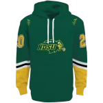 customized north dakota state bison striped sleeves green hoodie best selling