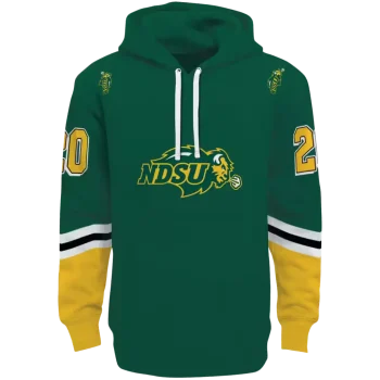 customized north dakota state bison striped sleeves green hoodie best selling