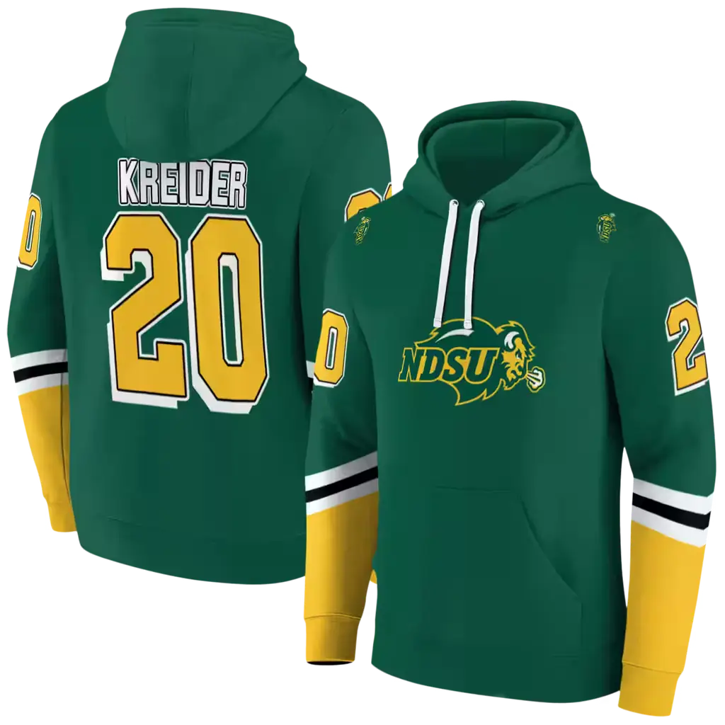 customized north dakota state bison striped sleeves green hoodie fashion forward customized north dakota state bison striped sleeves green hoodie fashion forward