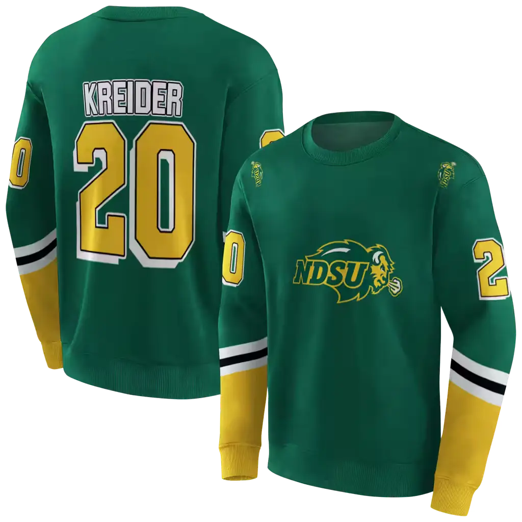 customized north dakota state bison striped sleeves green hoodie premium grade customized north dakota state bison striped sleeves green hoodie premium grade