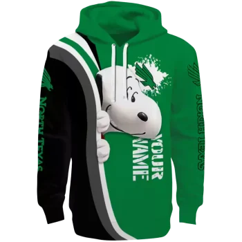 customized north texas mean green peeking snoopy green hoodie best selling