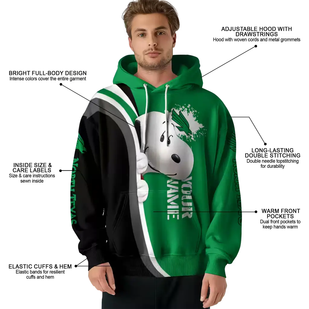 customized north texas mean green peeking snoopy green hoodie latest model customized north texas mean green peeking snoopy green hoodie latest model