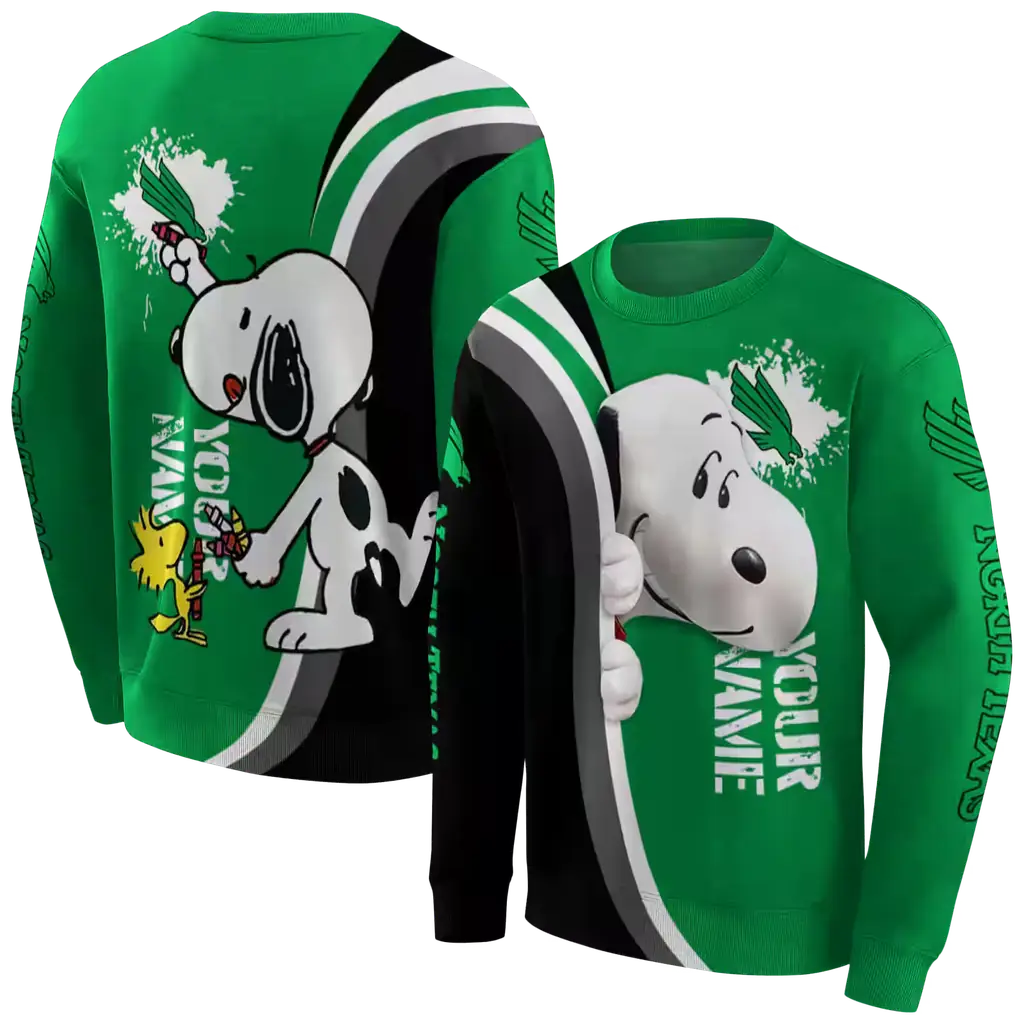customized north texas mean green peeking snoopy green hoodie premium grade customized north texas mean green peeking snoopy green hoodie premium grade