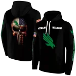 customized north texas mean green punisher skull black hoodie best selling