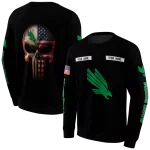 customized north texas mean green punisher skull black hoodie best selling