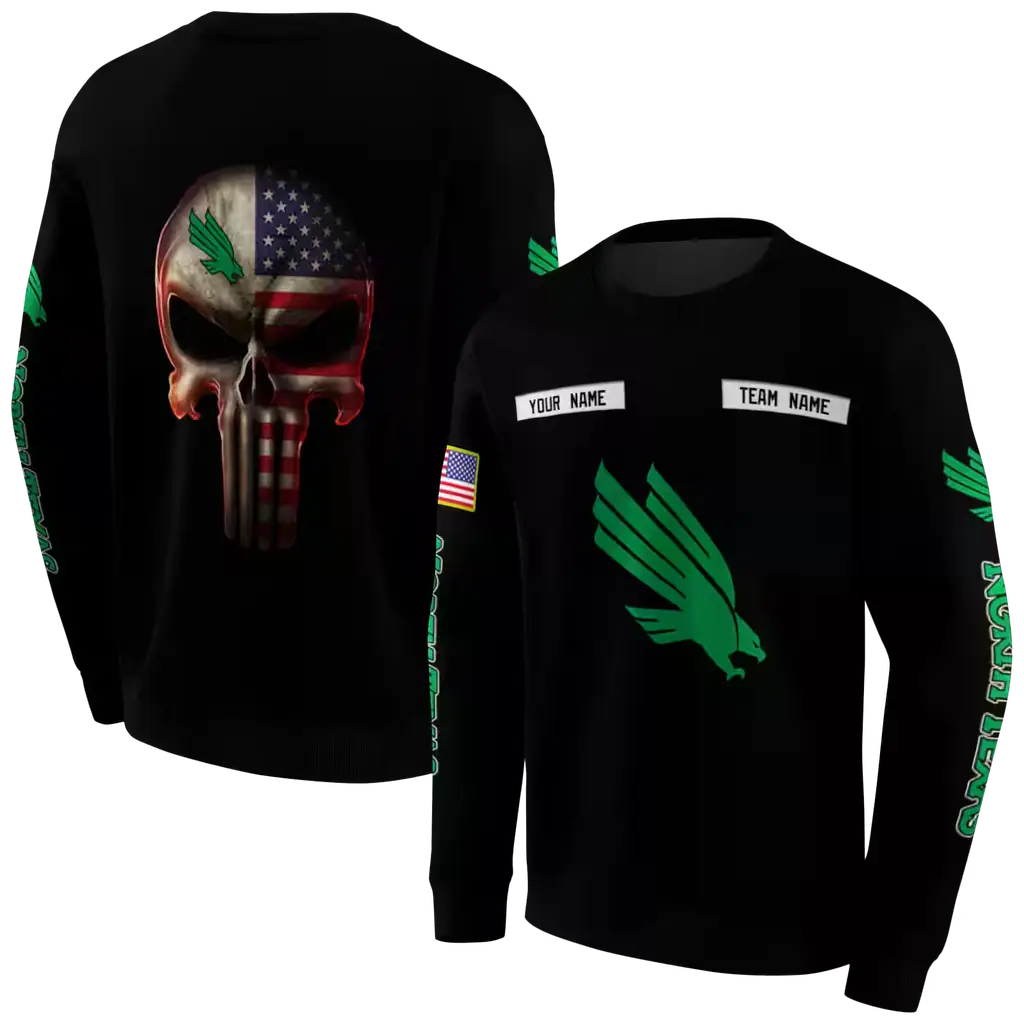 customized north texas mean green punisher skull black hoodie premium grade customized north texas mean green punisher skull black hoodie premium grade