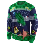 customized north texas mean green spongebob patrick star green navy hoodie best selling