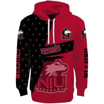 customized northern illinois huskies abstract shape red hoodie best selling