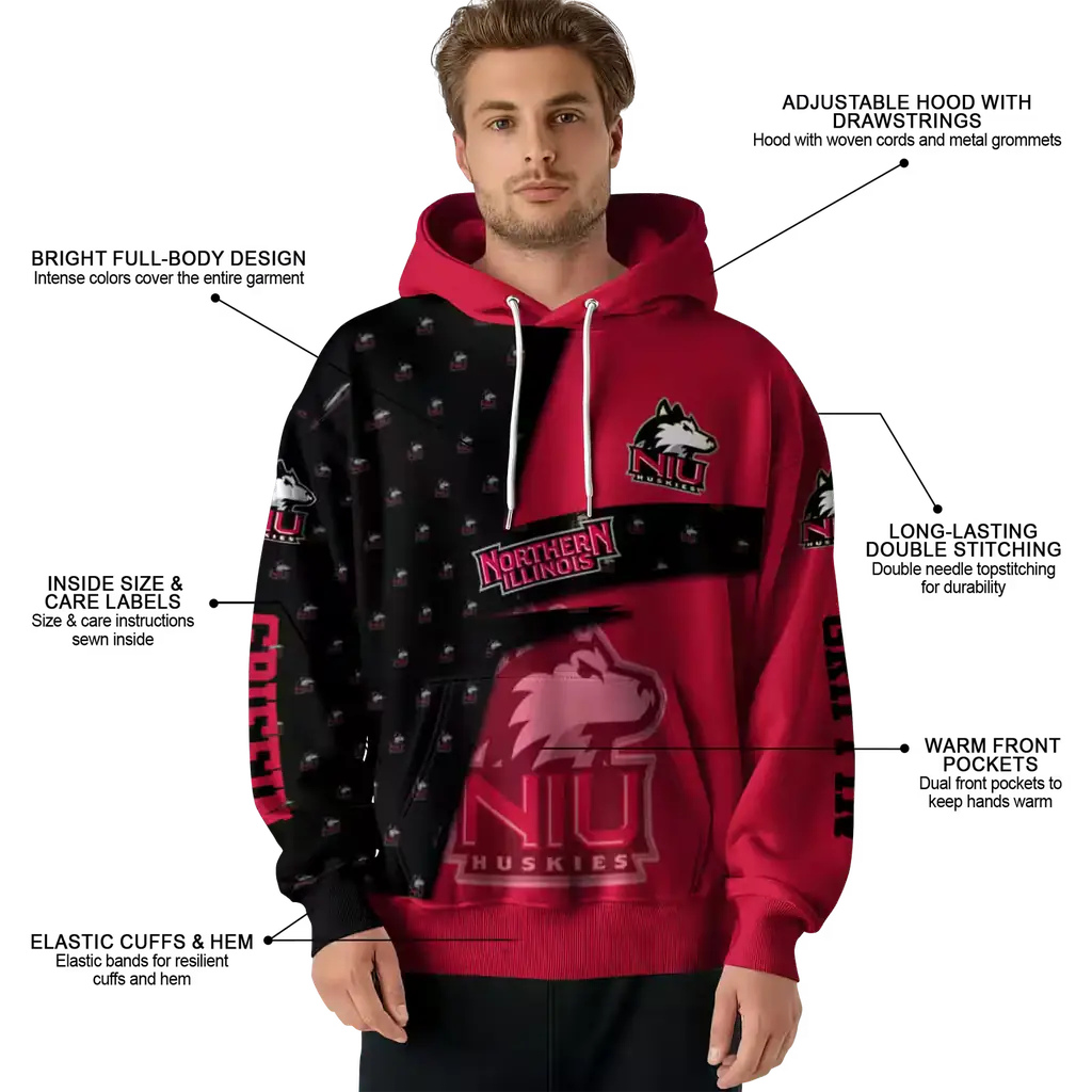 customized northern illinois huskies abstract shape red hoodie latest model customized northern illinois huskies abstract shape red hoodie latest model