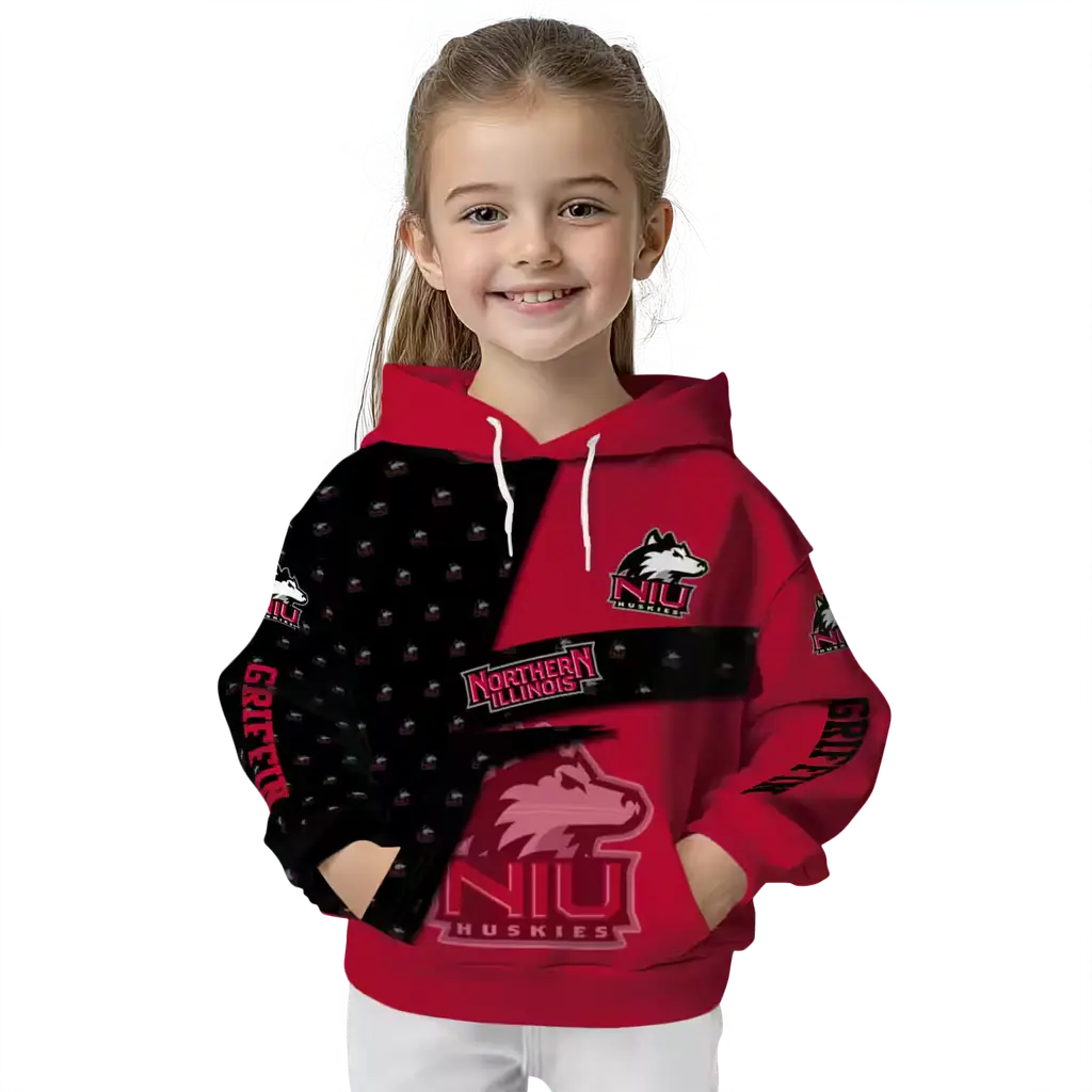 customized northern illinois huskies abstract shape red hoodie top rated customized northern illinois huskies abstract shape red hoodie top rated