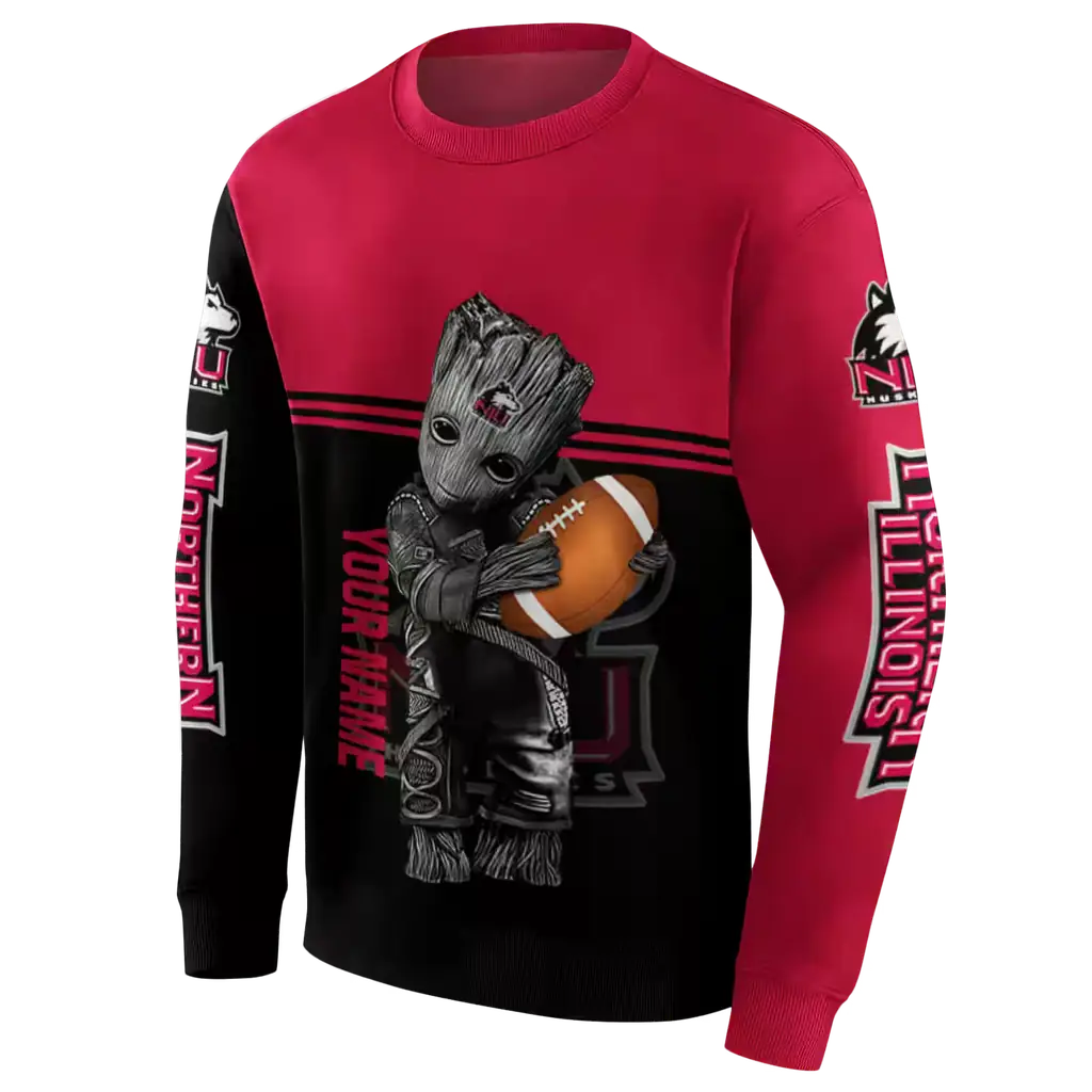 customized northern illinois huskies baby groot red black hoodie new arrival customized northern illinois huskies baby groot red black hoodie new arrival