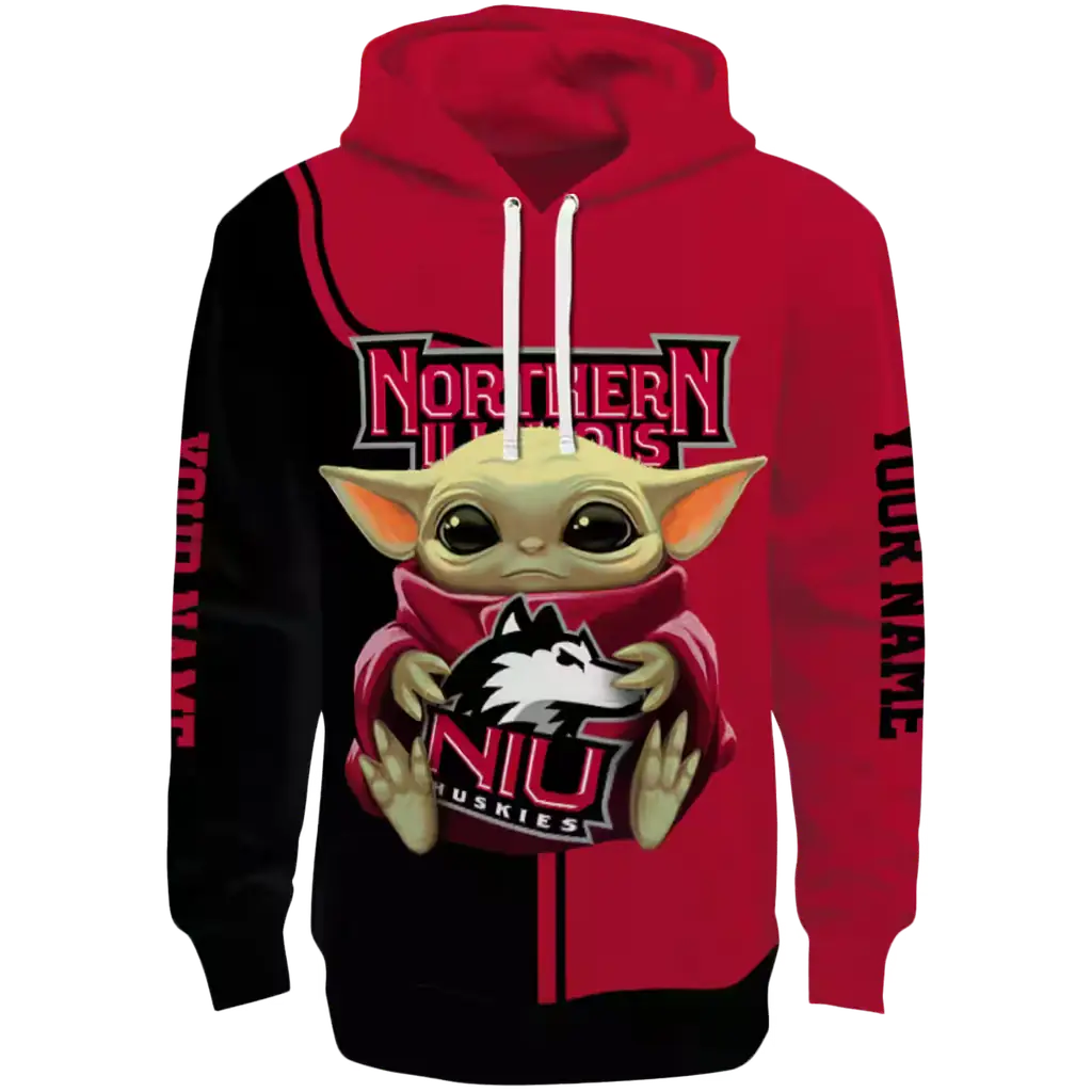 customized northern illinois huskies baby yoda red black hoodie best selling customized northern illinois huskies baby yoda red black hoodie best selling