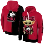 customized northern illinois huskies baby yoda red black hoodie best selling