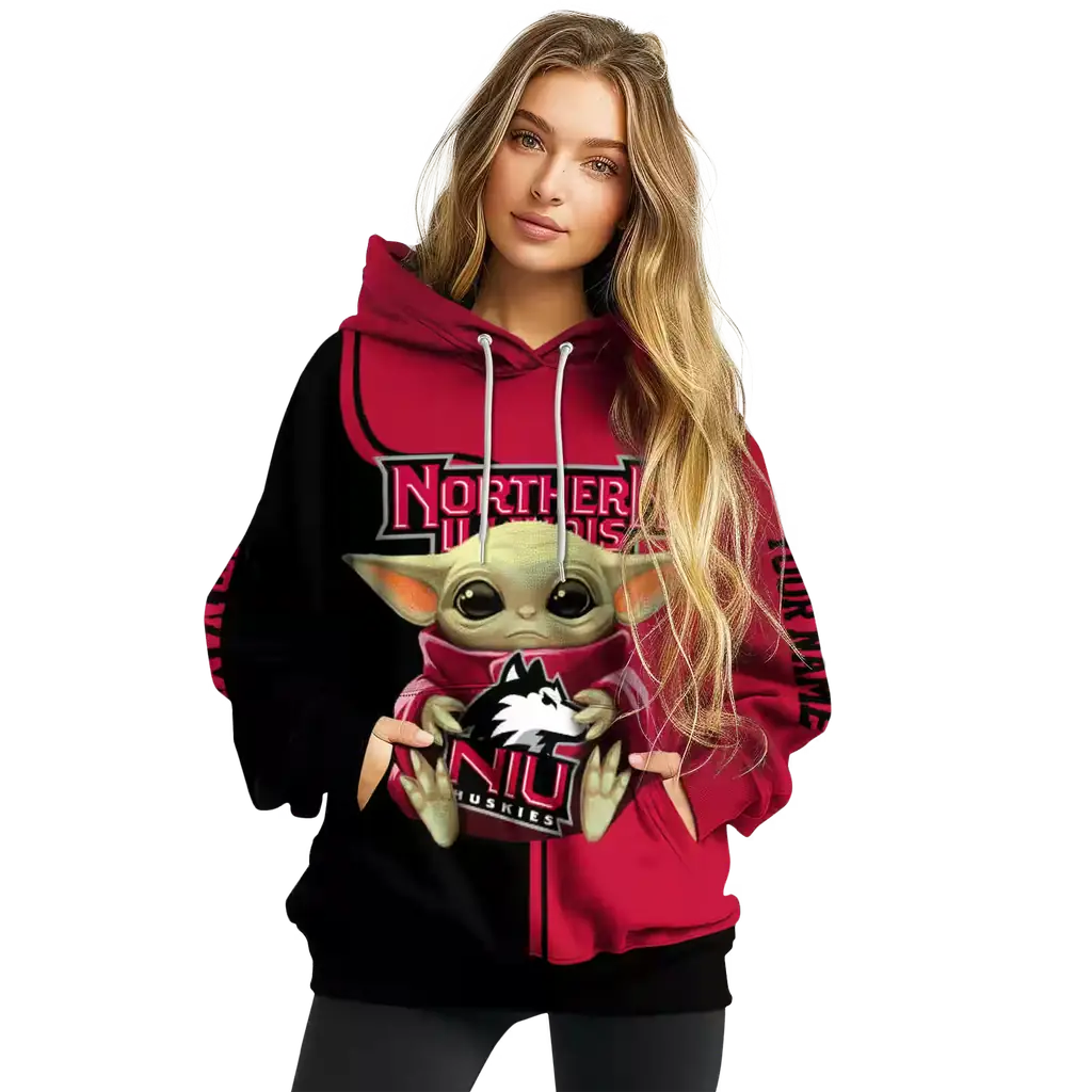 customized northern illinois huskies baby yoda red black hoodie high quality customized northern illinois huskies baby yoda red black hoodie high quality