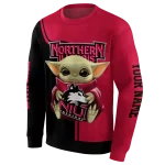 customized northern illinois huskies baby yoda red black hoodie best selling