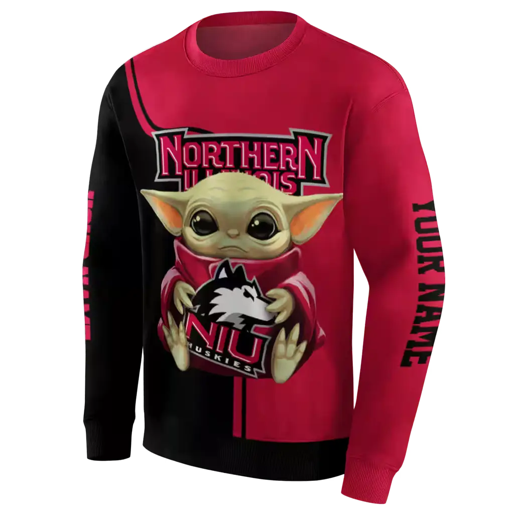 customized northern illinois huskies baby yoda red black hoodie new arrival customized northern illinois huskies baby yoda red black hoodie new arrival
