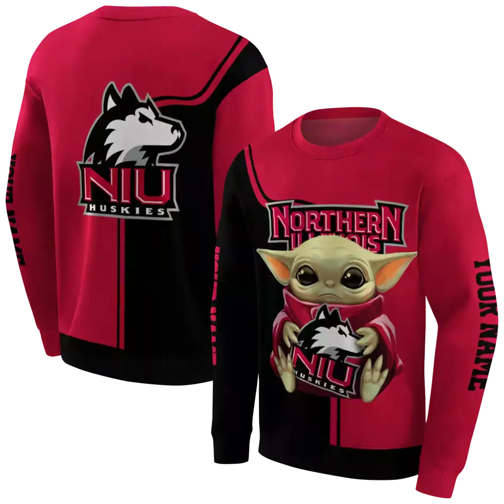 customized northern illinois huskies baby yoda red black hoodie premium grade customized northern illinois huskies baby yoda red black hoodie premium grade