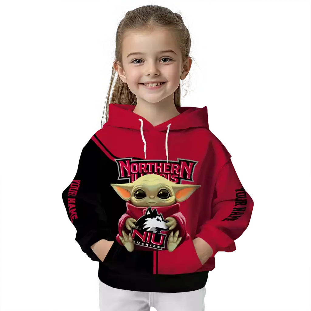 customized northern illinois huskies baby yoda red black hoodie top rated customized northern illinois huskies baby yoda red black hoodie top rated