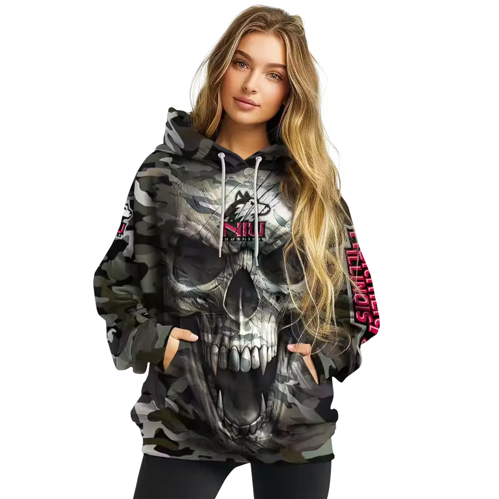 customized northern illinois huskies camo skull hoodie high quality customized northern illinois huskies camo skull hoodie high quality