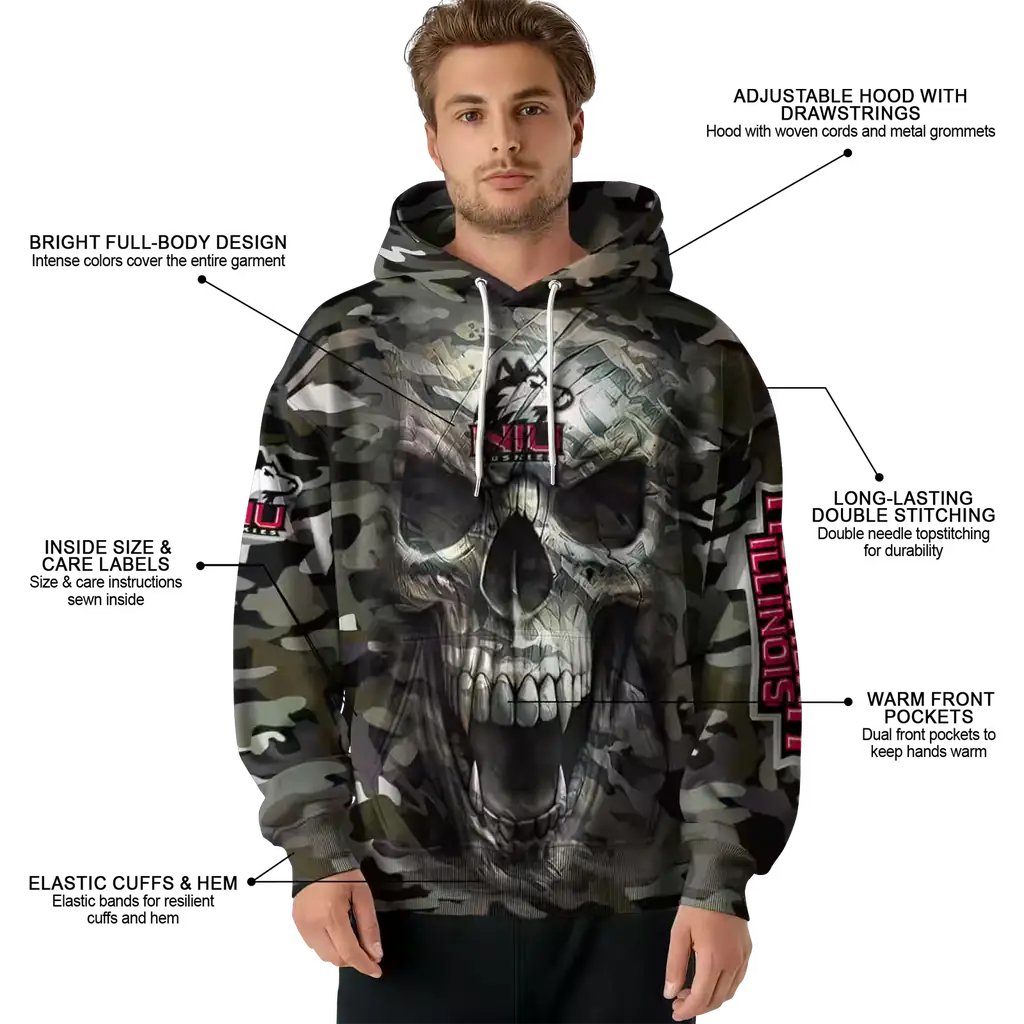 customized northern illinois huskies camo skull hoodie latest model customized northern illinois huskies camo skull hoodie latest model