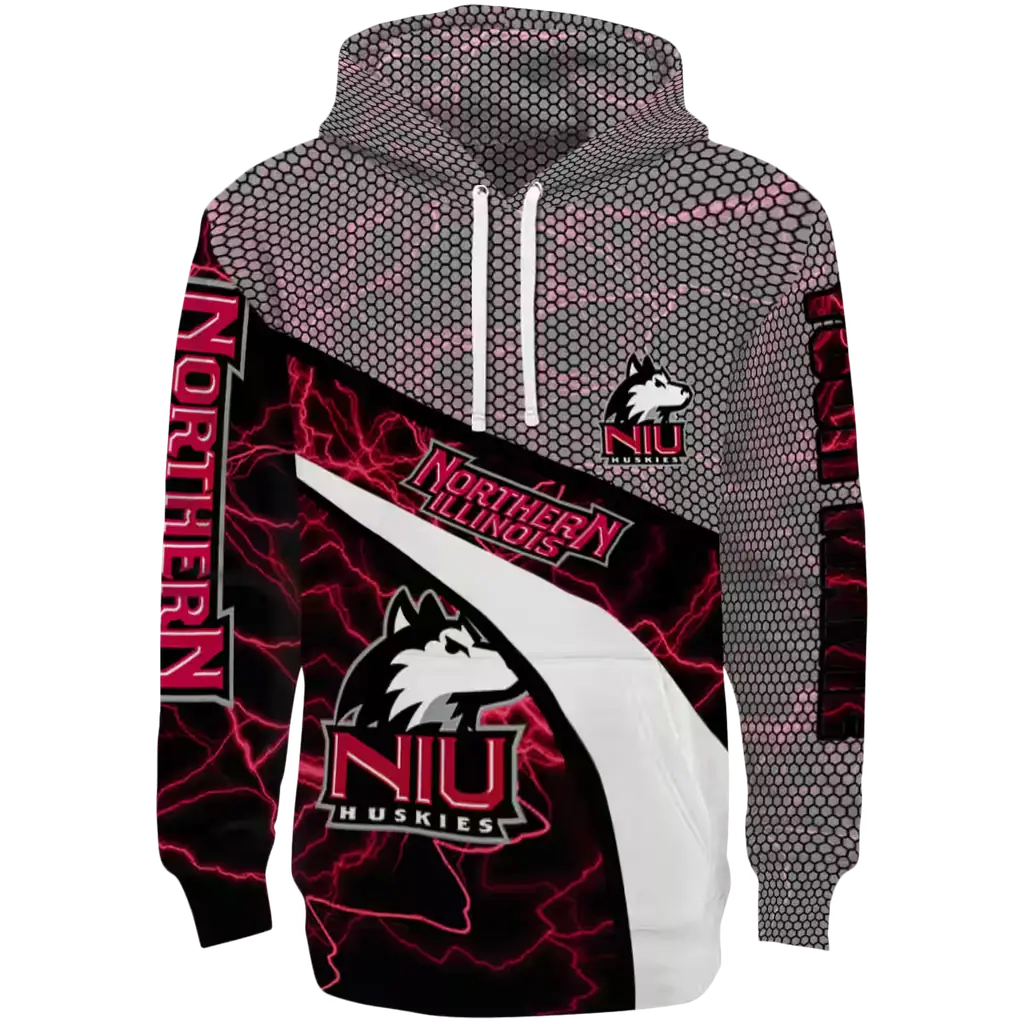 customized northern illinois huskies hexagonal mesh red black gray hoodie best selling customized northern illinois huskies hexagonal mesh red black gray hoodie best selling