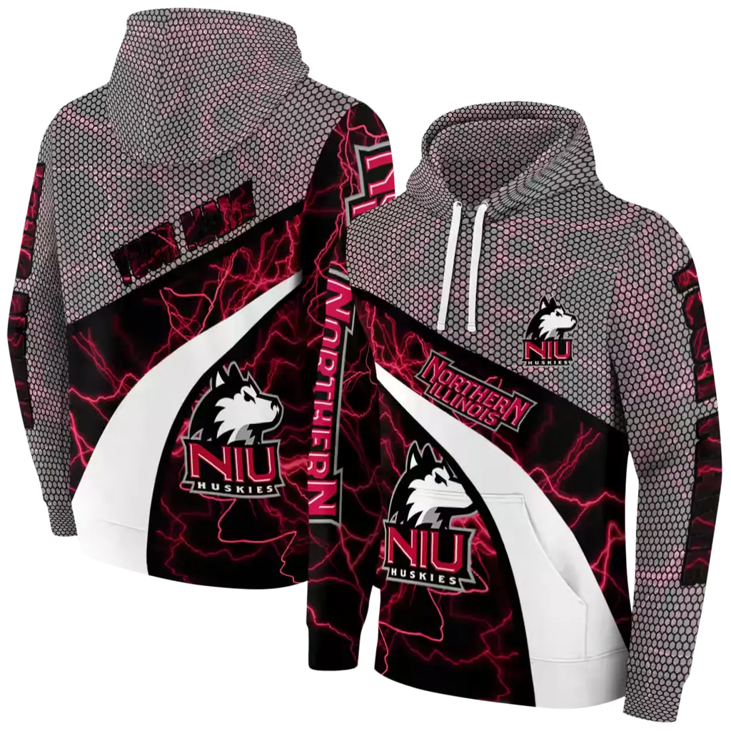 customized northern illinois huskies hexagonal mesh red black gray hoodie fashion forward customized northern illinois huskies hexagonal mesh red black gray hoodie fashion forward
