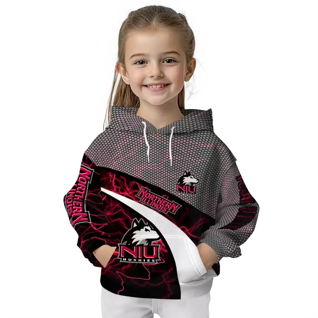 customized northern illinois huskies hexagonal mesh red black gray hoodie top rated customized northern illinois huskies hexagonal mesh red black gray hoodie top rated