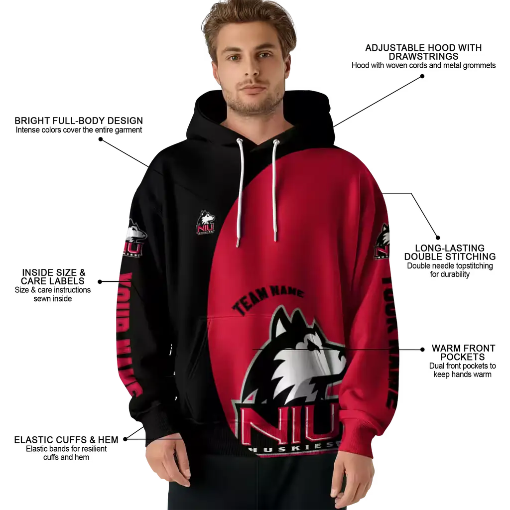 customized northern illinois huskies minimalist design red black hoodie latest model customized northern illinois huskies minimalist design red black hoodie latest model