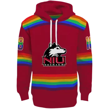 customized northern illinois huskies rainbow stripes red hoodie best selling