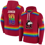 customized northern illinois huskies rainbow stripes red hoodie best selling