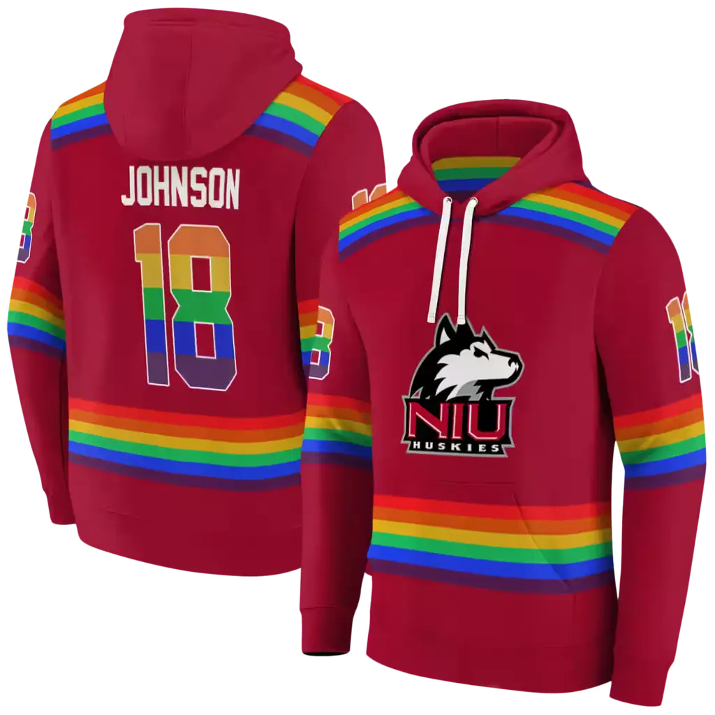 customized northern illinois huskies rainbow stripes red hoodie fashion forward customized northern illinois huskies rainbow stripes red hoodie fashion forward