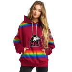 customized northern illinois huskies rainbow stripes red hoodie best selling