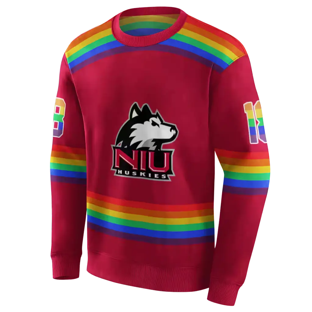 customized northern illinois huskies rainbow stripes red hoodie new arrival customized northern illinois huskies rainbow stripes red hoodie new arrival