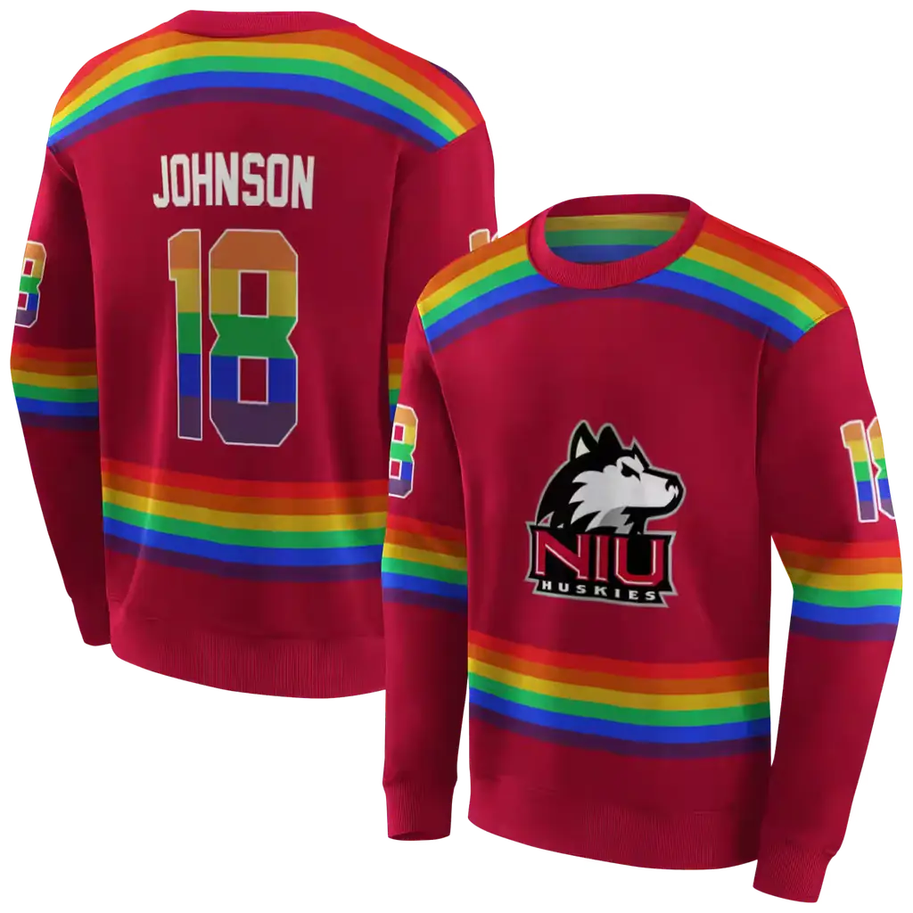 customized northern illinois huskies rainbow stripes red hoodie premium grade customized northern illinois huskies rainbow stripes red hoodie premium grade