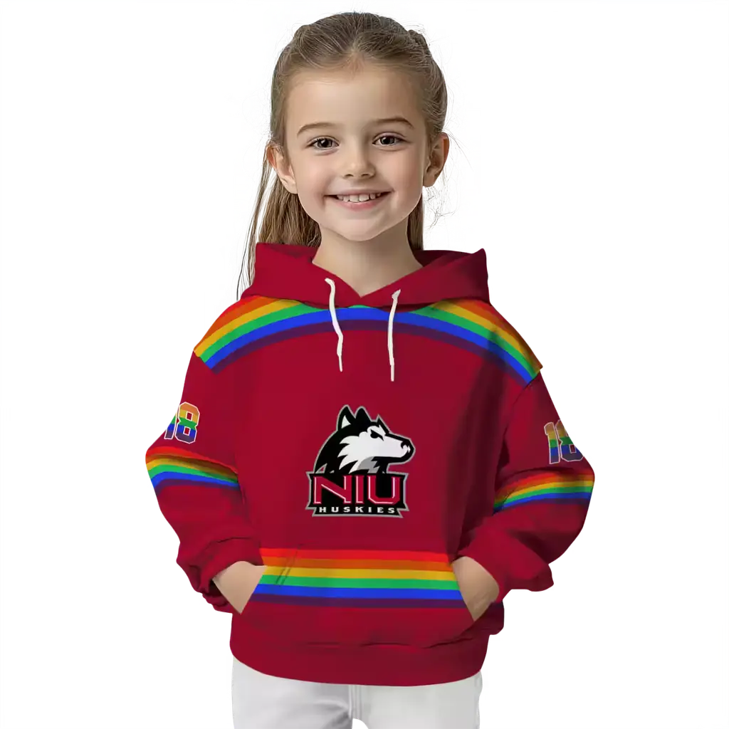 customized northern illinois huskies rainbow stripes red hoodie top rated customized northern illinois huskies rainbow stripes red hoodie top rated