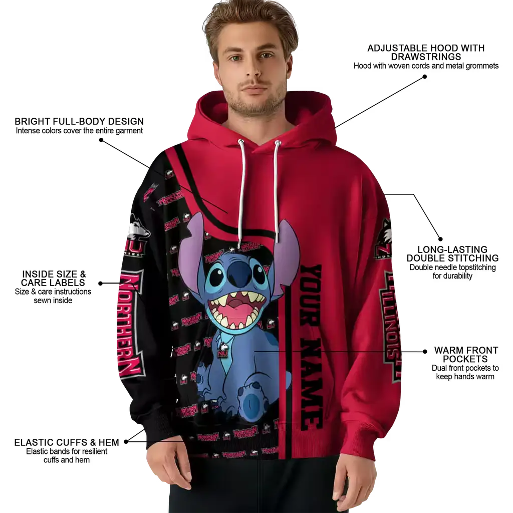 customized northern illinois huskies stitch red hoodie latest model customized northern illinois huskies stitch red hoodie latest model