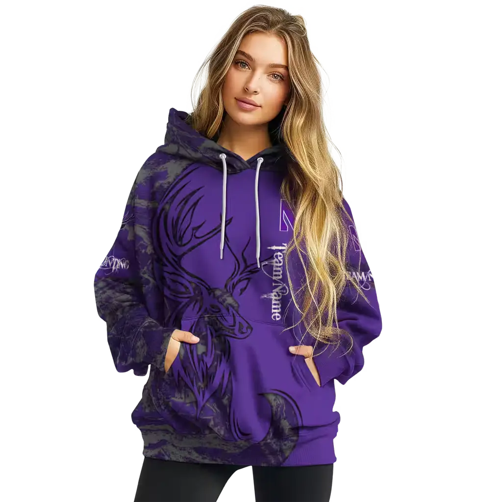 customized northwestern wildcats deer silhouette purple hoodie high quality customized northwestern wildcats deer silhouette purple hoodie high quality
