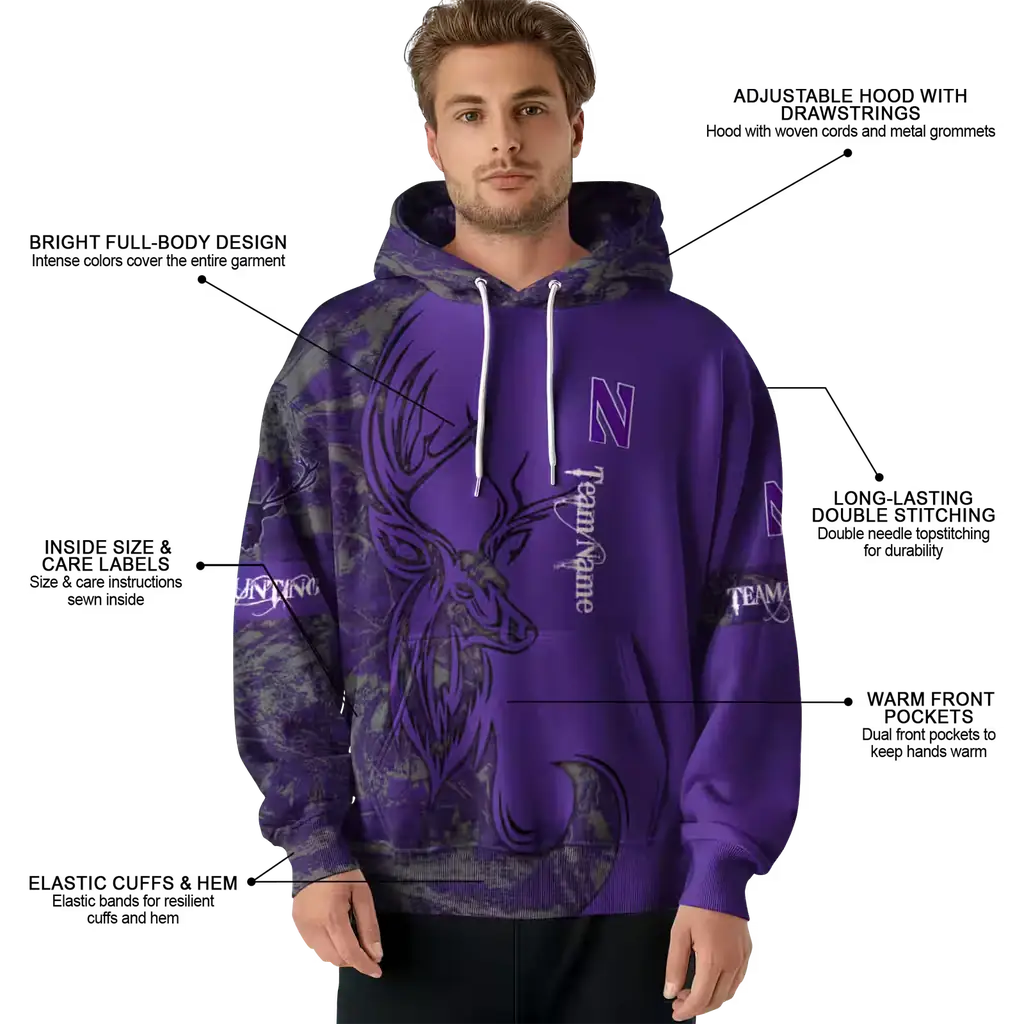 customized northwestern wildcats deer silhouette purple hoodie latest model customized northwestern wildcats deer silhouette purple hoodie latest model