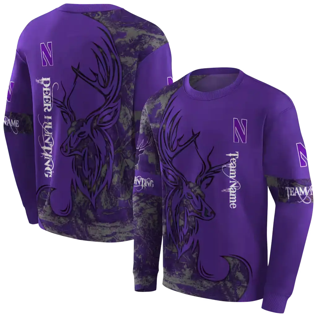 customized northwestern wildcats deer silhouette purple hoodie premium grade customized northwestern wildcats deer silhouette purple hoodie premium grade