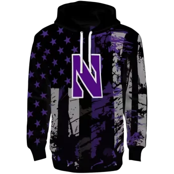 customized northwestern wildcats distressed flag purple black hoodie best selling