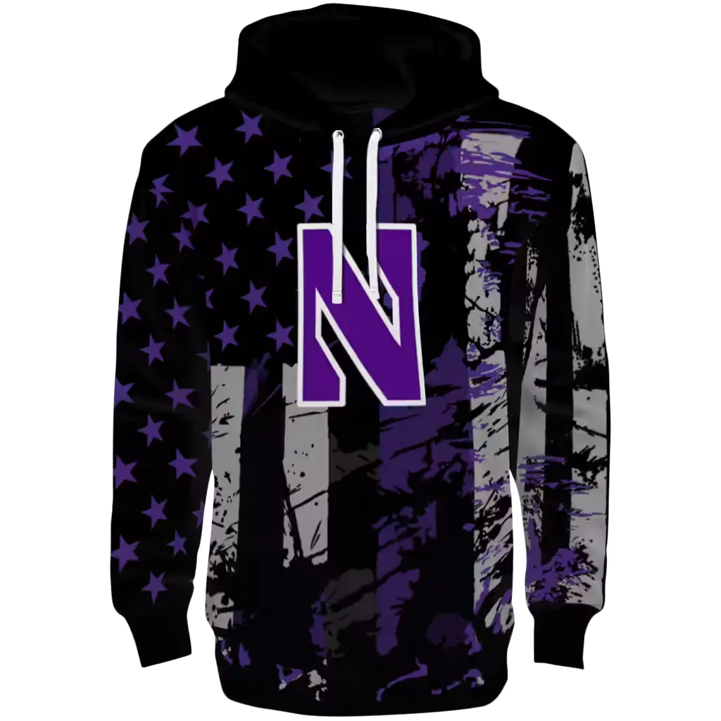 customized northwestern wildcats distressed flag purple black hoodie best selling customized northwestern wildcats distressed flag purple black hoodie best selling