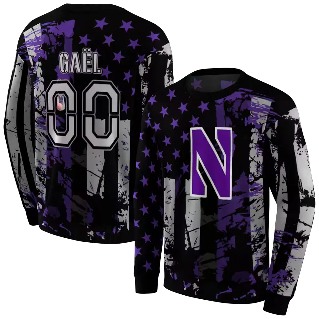 customized northwestern wildcats distressed flag purple black hoodie premium grade customized northwestern wildcats distressed flag purple black hoodie premium grade
