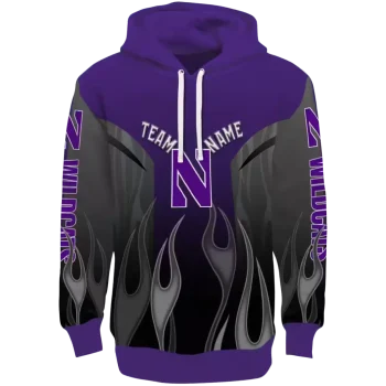customized northwestern wildcats flame design purple hoodie best selling