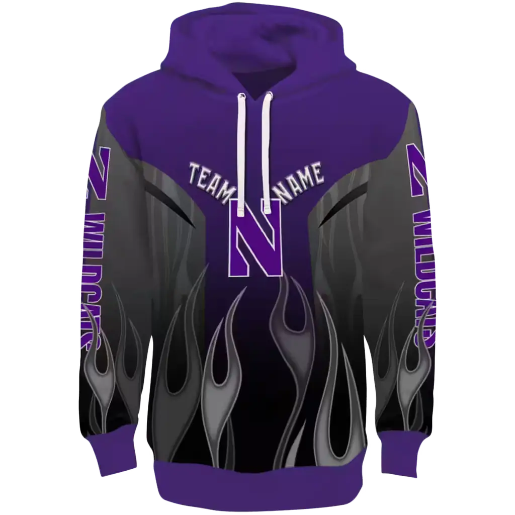 customized northwestern wildcats flame design purple hoodie best selling customized northwestern wildcats flame design purple hoodie best selling