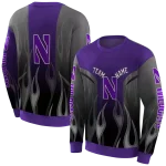 customized northwestern wildcats flame design purple hoodie best selling