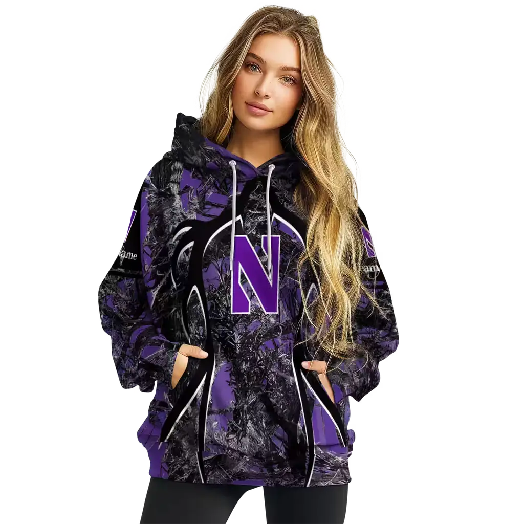 customized northwestern wildcats hunting theme purple black hoodie high quality customized northwestern wildcats hunting theme purple black hoodie high quality