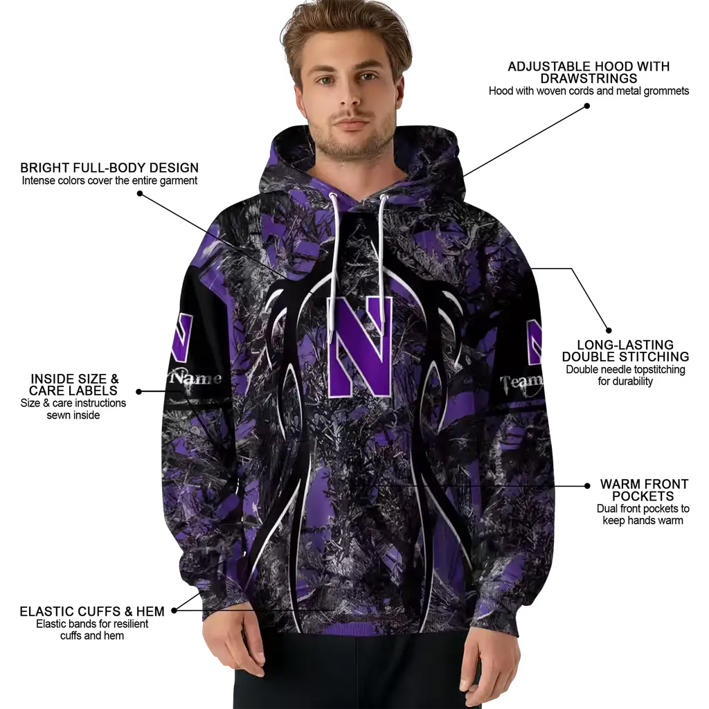 customized northwestern wildcats hunting theme purple black hoodie latest model customized northwestern wildcats hunting theme purple black hoodie latest model