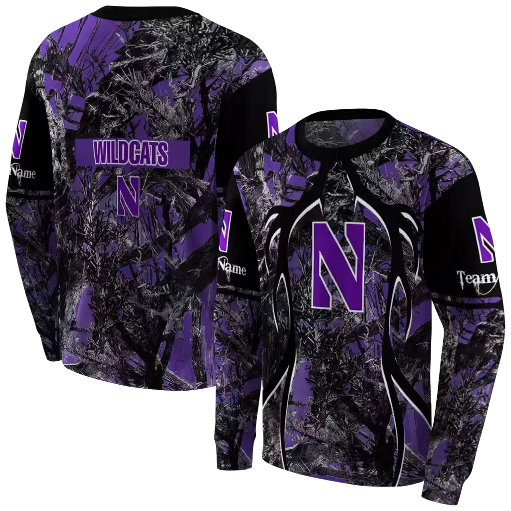customized northwestern wildcats hunting theme purple black hoodie premium grade customized northwestern wildcats hunting theme purple black hoodie premium grade